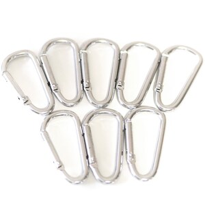 10x Black Carabiners Push Spring Snap Clip Hook Keychain Key D-Ring