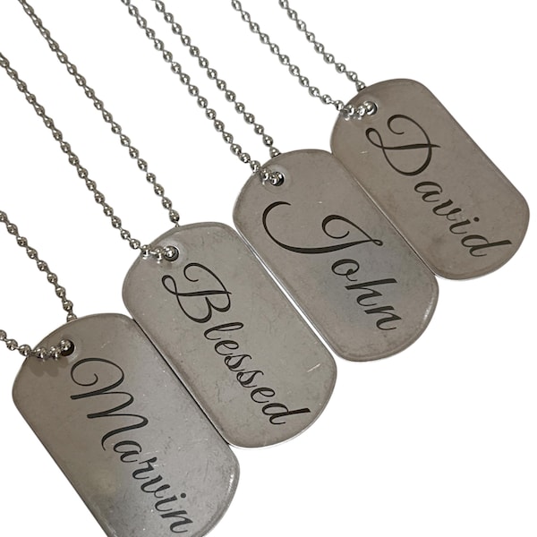 1piece Custom Dog Tag Necklace, Personalized Military ID Tag, Engraved Army Tag with Chain, Stainless Steel Gift for Men Women