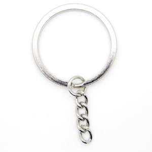 100 pcs Keychain Split Ring 1-1/4&quot; 32mm with Extender Chain Key Ring Heavy Duty