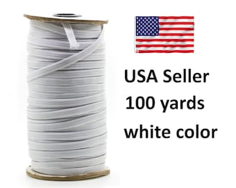 White Braided Elastic Cord: 6mm DIY Mask Trim, 100 Yards