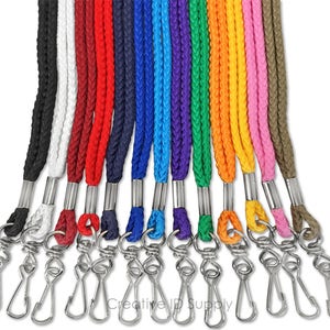 100 cordons d'identification en corde avec crochet en J pivotant pour cartes d'identité/badges