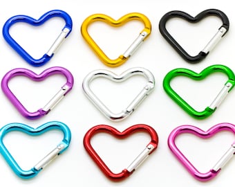 3 pcs Aluminum Hook Carabiner Heart Shaped Key Chain Clip Keychain Backpack Clip