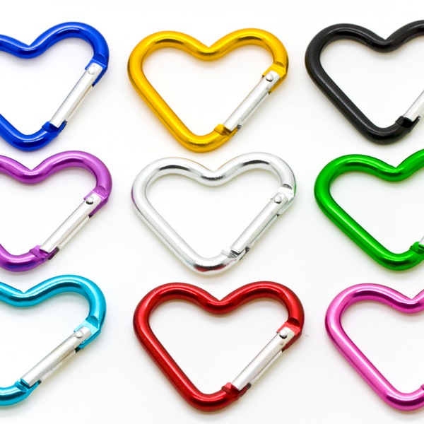 3 pcs Aluminum Hook Carabiner Heart Shaped Key Chain Clip Keychain Backpack Clip