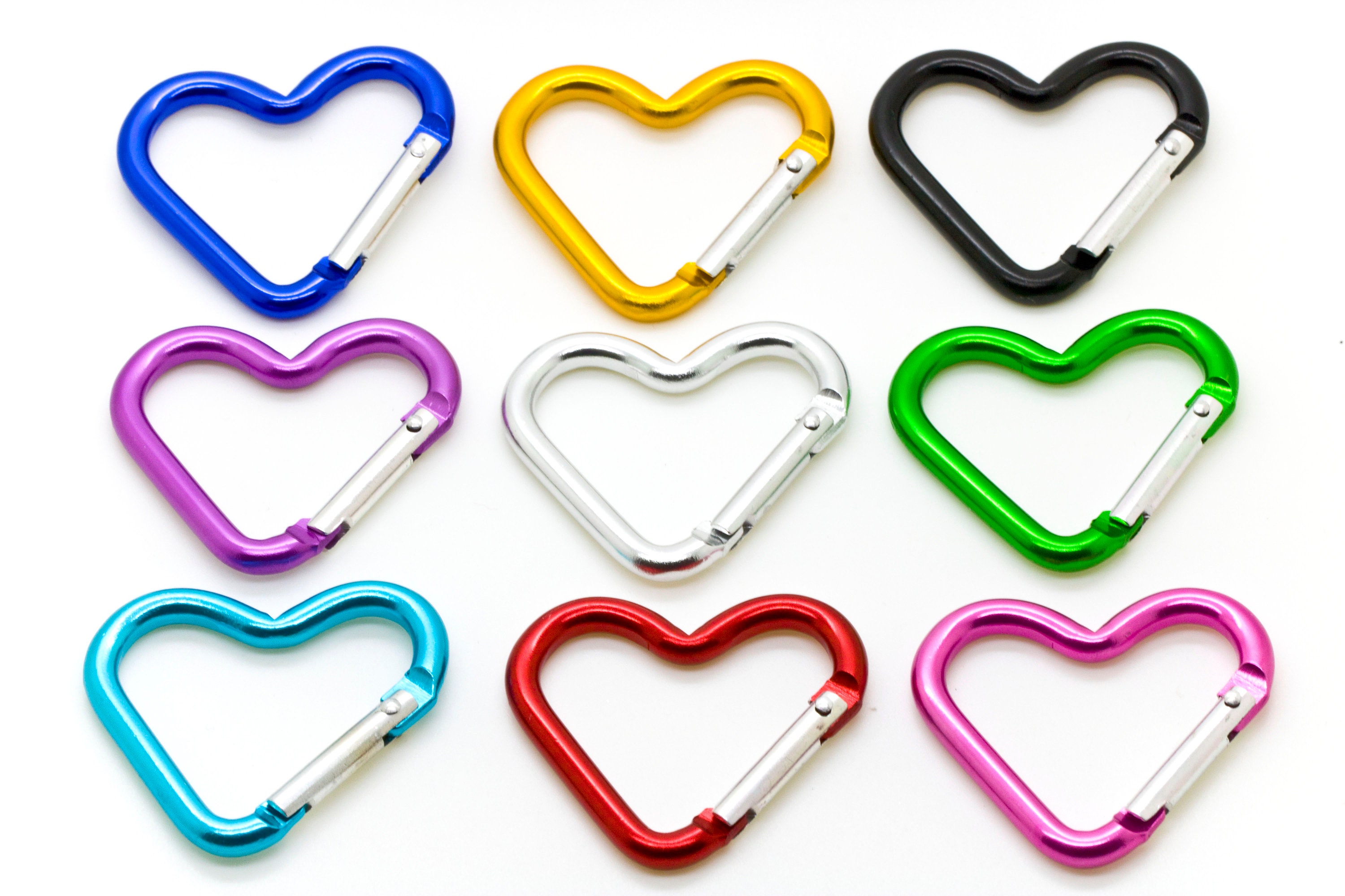 10Pcs Heart Keychain Carabiner Clips for Hanging - Camping Hiking Backpack  Carabiner Clip Keychain Accessories Dog Leash Carabiner Heart Shaped Heavy