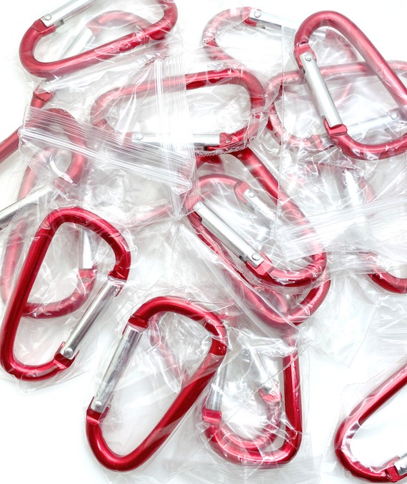 50 Pack Blue Anodized Aluminum Carabiner Spring Clips – 2.25" Keychain Hooks With D-Ring