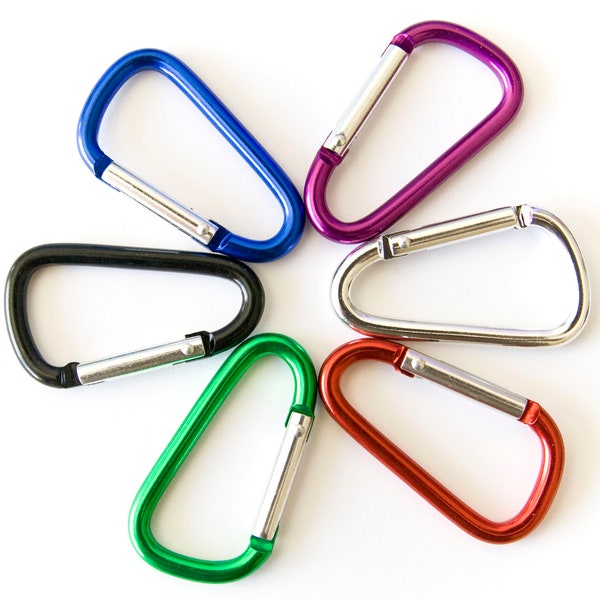 50pcs D Shaped Small Carabiner Spring Belt Clip Key Chain / 1-7/8" / Anodized Aluminum