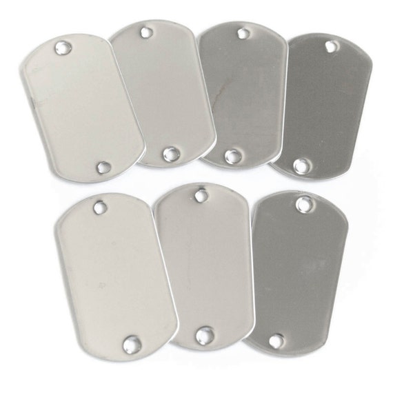 2-hole Blank Dog Tags Stainless Steel Military Spec Shiny Matte