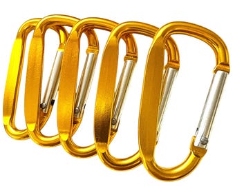 100pcs D Shaped Carabiner Spring Belt Clip Key Chain / 2.25" / Gold Aluminum