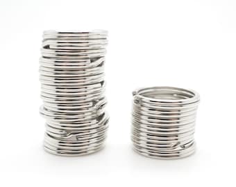 50 llaveros resistentes: anillas divididas niqueladas (20 mm)