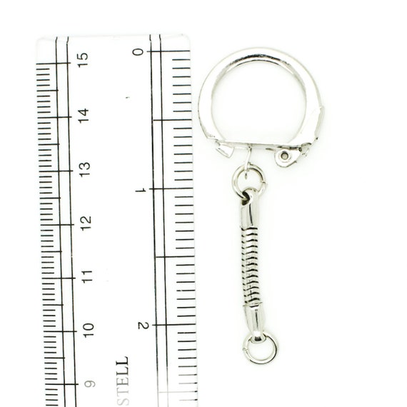 JETEHO Set of 100 Metal Key Chain Snake Chain Key Rings with Snap End Jump Ring for Craft Findings,Silver
