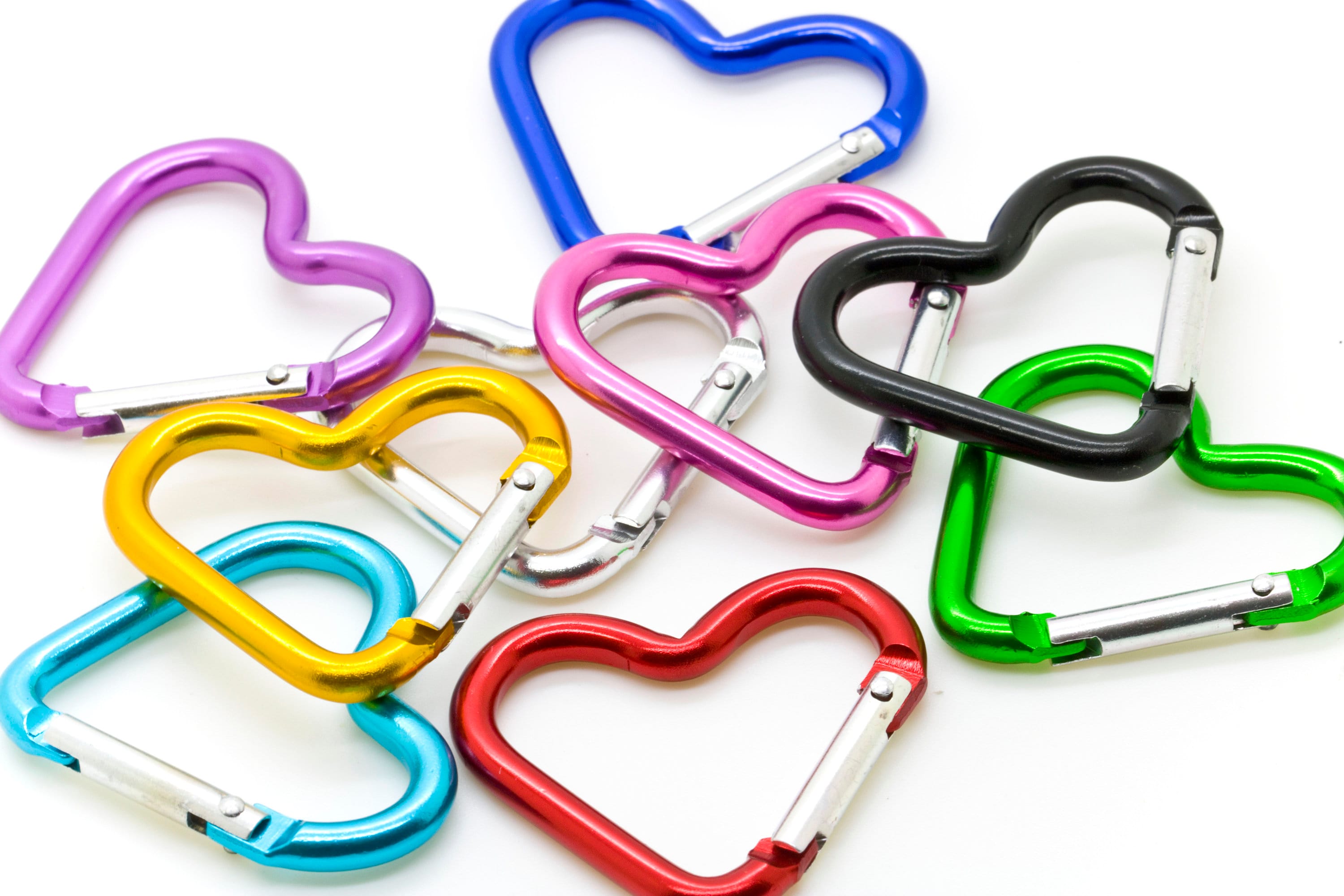 50 Pcs Aluminum Hook Carabiner Heart Shaped Key Chain Clip Etsy