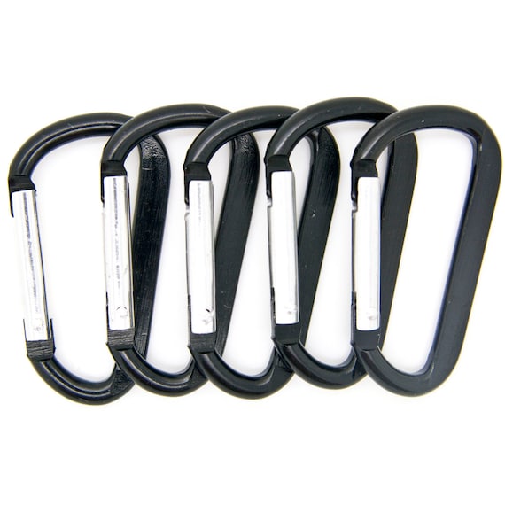 Lot Of 100 D-Shaped Aluminum Spring Carabiner Clips - 1-7/8", 6 Colors (Keychain, Belt Clip)