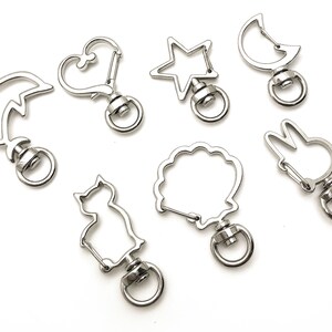 5 Sets Metal Swive Alloy Star / Heart Snap Clasp Keychain Ring Set