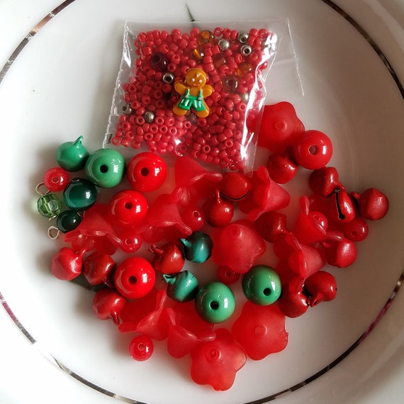 Download Clearance Christmas Red Flower Bead Kit Jewelry Supplies Etsy PSD Mockup Templates