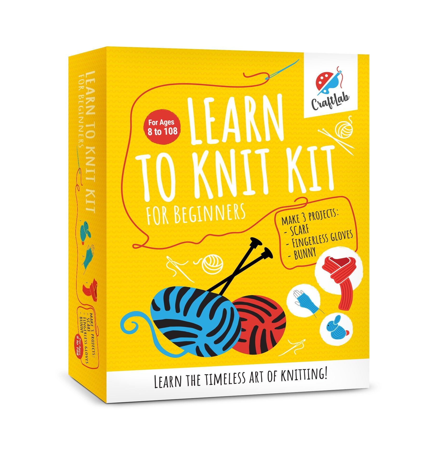  mindfulknits Learn to Knit Kit- Knit a Chunky Beanie