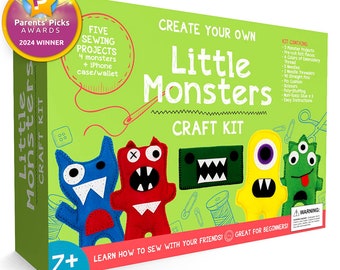 Little Monsters Sewing Kit - Kids Craft Kit Gift for Ages 7 to 12