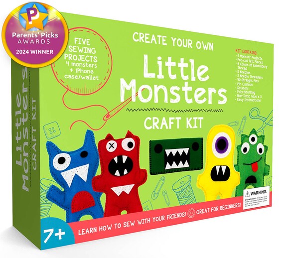 Little Monsters Sewing Kit - Kids Craft Kit Gift for Ages 7 to 12