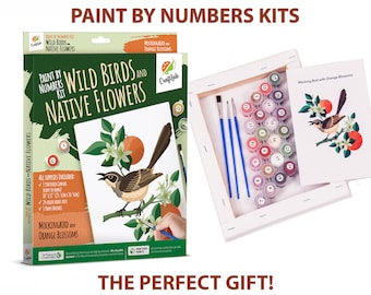 Wild Birds Paint by Numbers Kit for Adults Teens Beginners, DIY Painting Accessories, Brushes Acrylic Paints, Stretched Canvas 10x12 in Gift