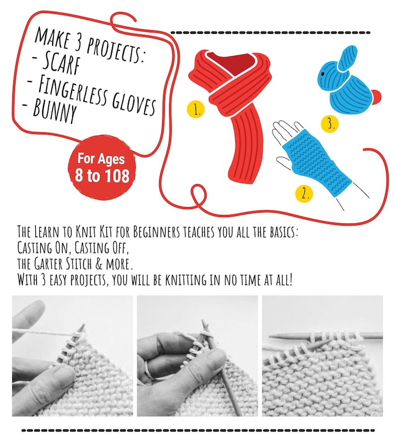 Knitting Kit for Beginners Kids and Adults Learn to Knit - Etsy