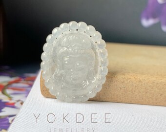 A-Grade Natural Jadeite Goddess of Mercy Pendant No.171879 unique jade carving, best gift, authentic myanmar jadeite