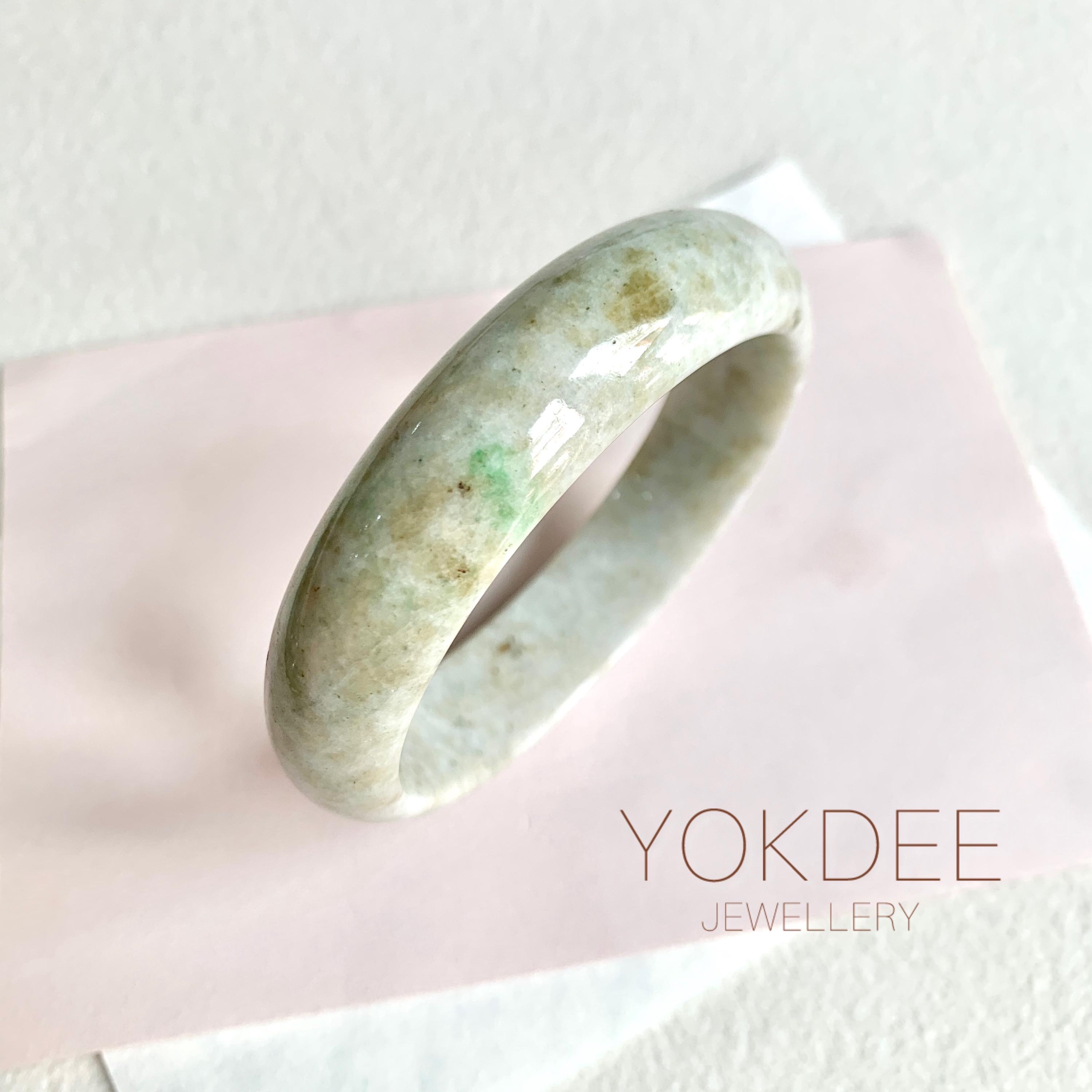 58.5 mm 天然黄緑色翡翠バングルブレスレット No.600170 - Etsy 日本