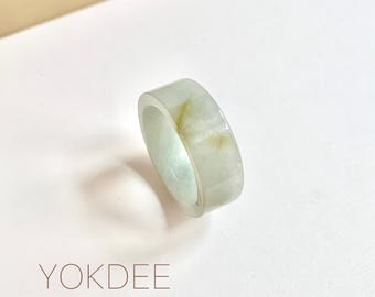 Anillo de jadeíta verde grisáceo claro natural de grado A de 17,3 mm n.º 162190, anillo de jade sencillo, estilo oriental, anillo de jade para él, joyería minimalista