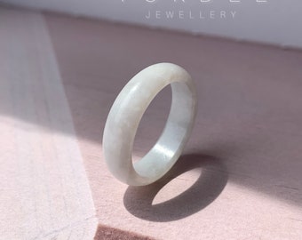Anillo de jadeíta ábaco gris claro natural de grado A de 19,2 mm (n.° 161620), anillo de hololita, regalo de jade, anillo para él, anillo sencillo, estilo oriental