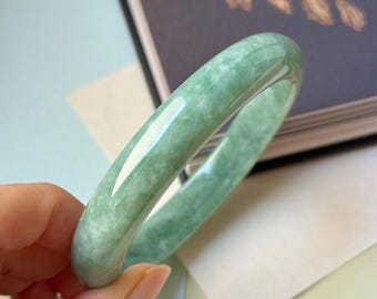 64.6 mm Aグレード 青緑翡翠 モダンラウンドバングル No.152147 - Etsy