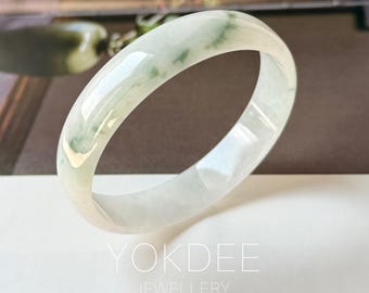 52.4mm A-Grade Natural Floral Jadeite Modern Round Bangle No.152193