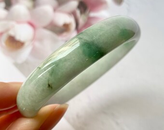 57.9mm Aグレード花柄翡翠バングル：天然フェイツイジュエリー - Etsy 日本