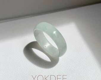 Anillo de jadeíta floral azulada natural de grado A de 21,1 mm, n.° 162525, anillo de hololita, regalo para él, anillo de jade, estilo oriental, joyería minimalista