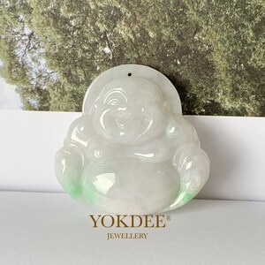 A-Grade Natural Jadeite Buddha Pendant No.171120, Type A jade buddha, translucent jade, moss on snow jade, gift for him, jade for protection