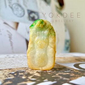A-Grade Natural Green, Yellow Jadeite Ancient Ruins Pendant/Display No.172137, Handcrafted Jade, Authentic Jadeite, Unique Collector&#39;s Jade