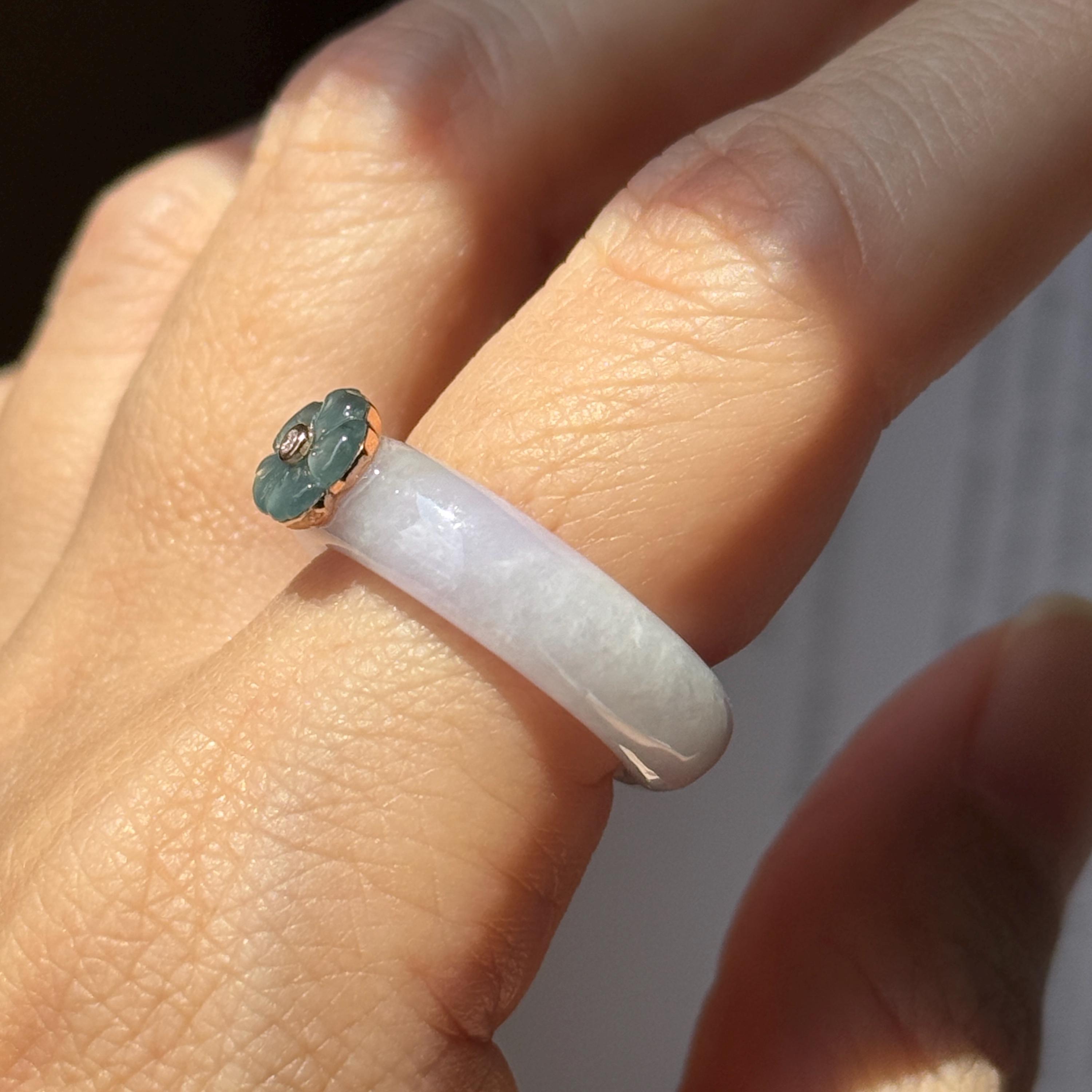 16.9 mm A級天然ラベンダー翡翠朝鮮時代リング（桜）No.162479、彼女へ 
