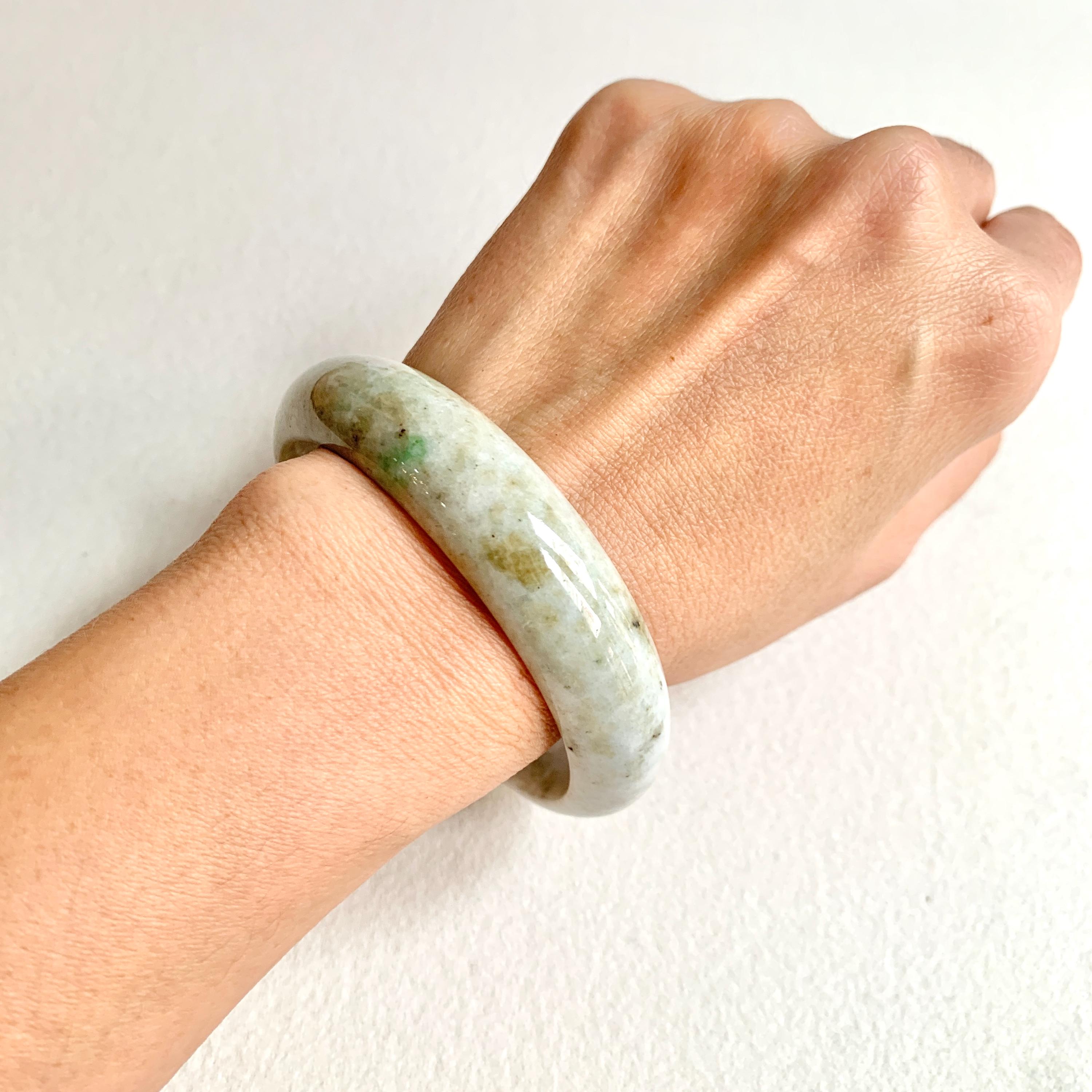 58.5 mm 天然黄緑色翡翠バングルブレスレット No.600170 - Etsy 日本