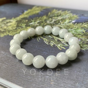 10mm A-Grade Natural Grey Jadeite Beaded Bracelet No.220568, jade bead, minimalist jewelry, gift for him, jewelry for men, jade gift