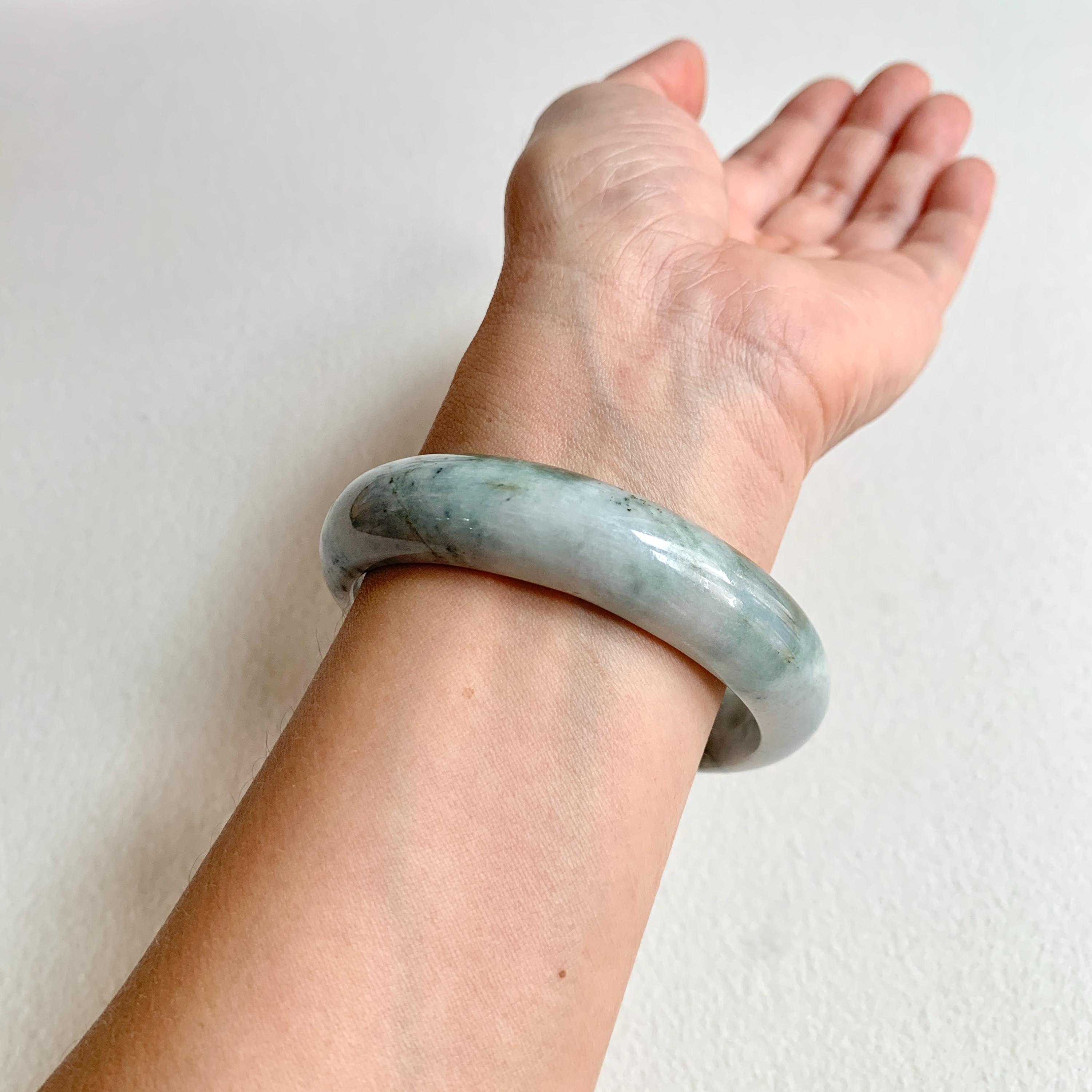 天然青緑翡翠バングルブレスレット（58.6 mm） - Etsy 日本