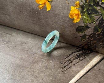 16.6mm Aグレード 天然花柄翡翠そろばんリングバンド No.162537 - Etsy
