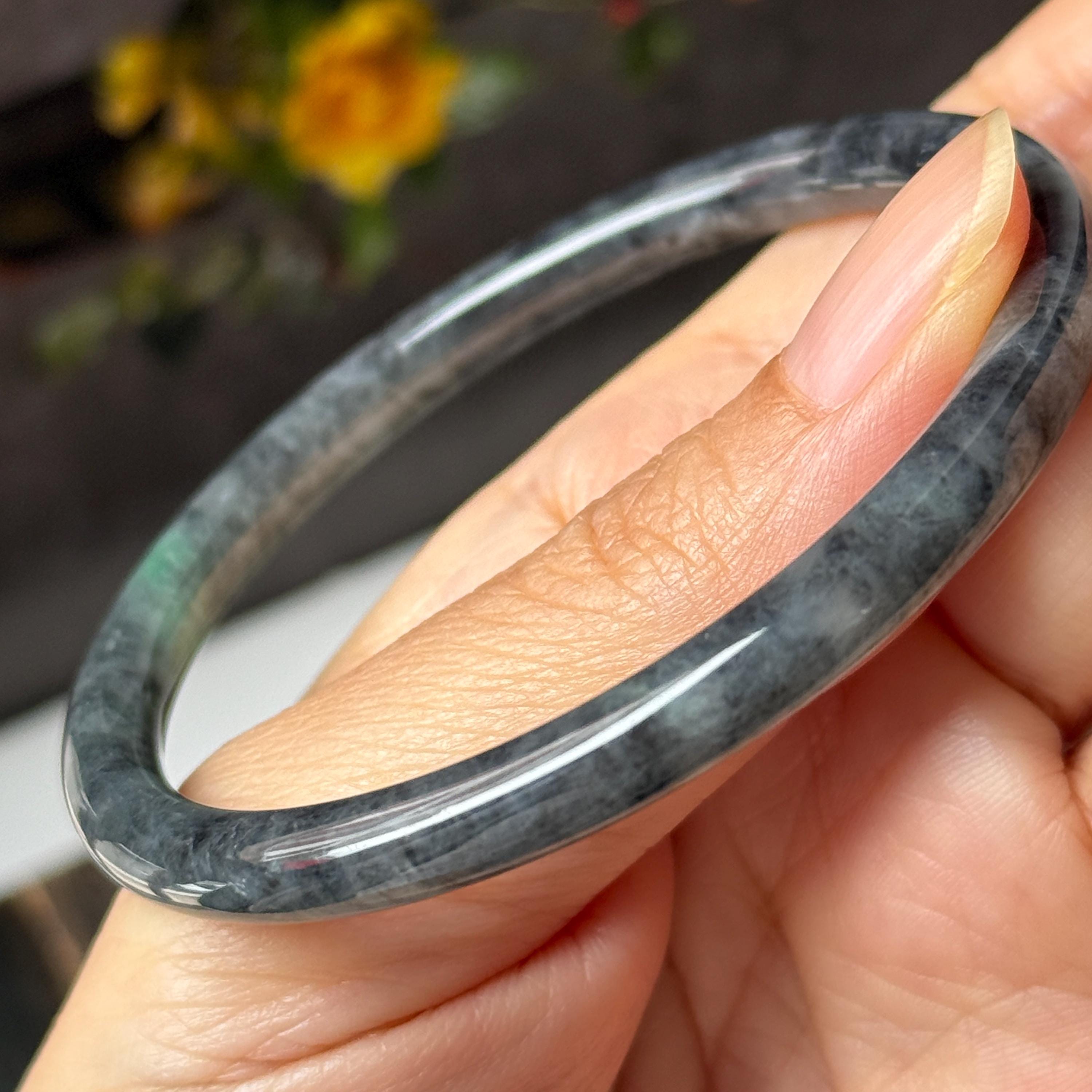 55.3mm Aグレード 天然ブラックインペリアルグリーン翡翠