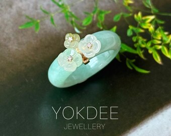 16.9 mm A級天然ラベンダー翡翠朝鮮時代リング（桜）No.162479、彼女へ