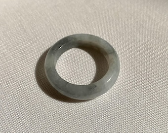 Anillo de jadeíta gris natural de grado A de 18,9 mm, n.° 161727, anillo de hololita, anillo de jade sencillo, estilo oriental, anillo de jade, regalo de jade para él.