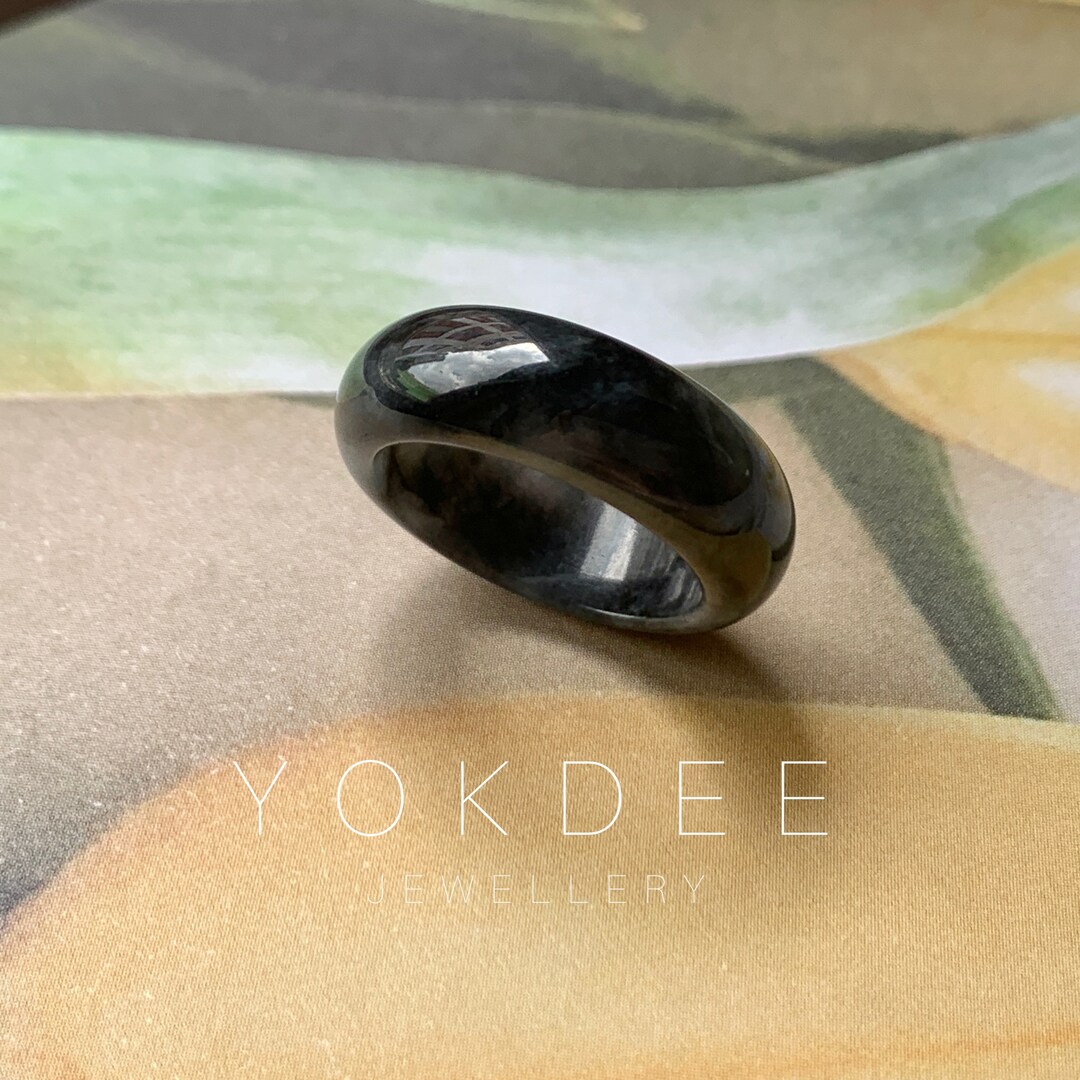 A-grade Natural Black Jadeite Ring Band 162155