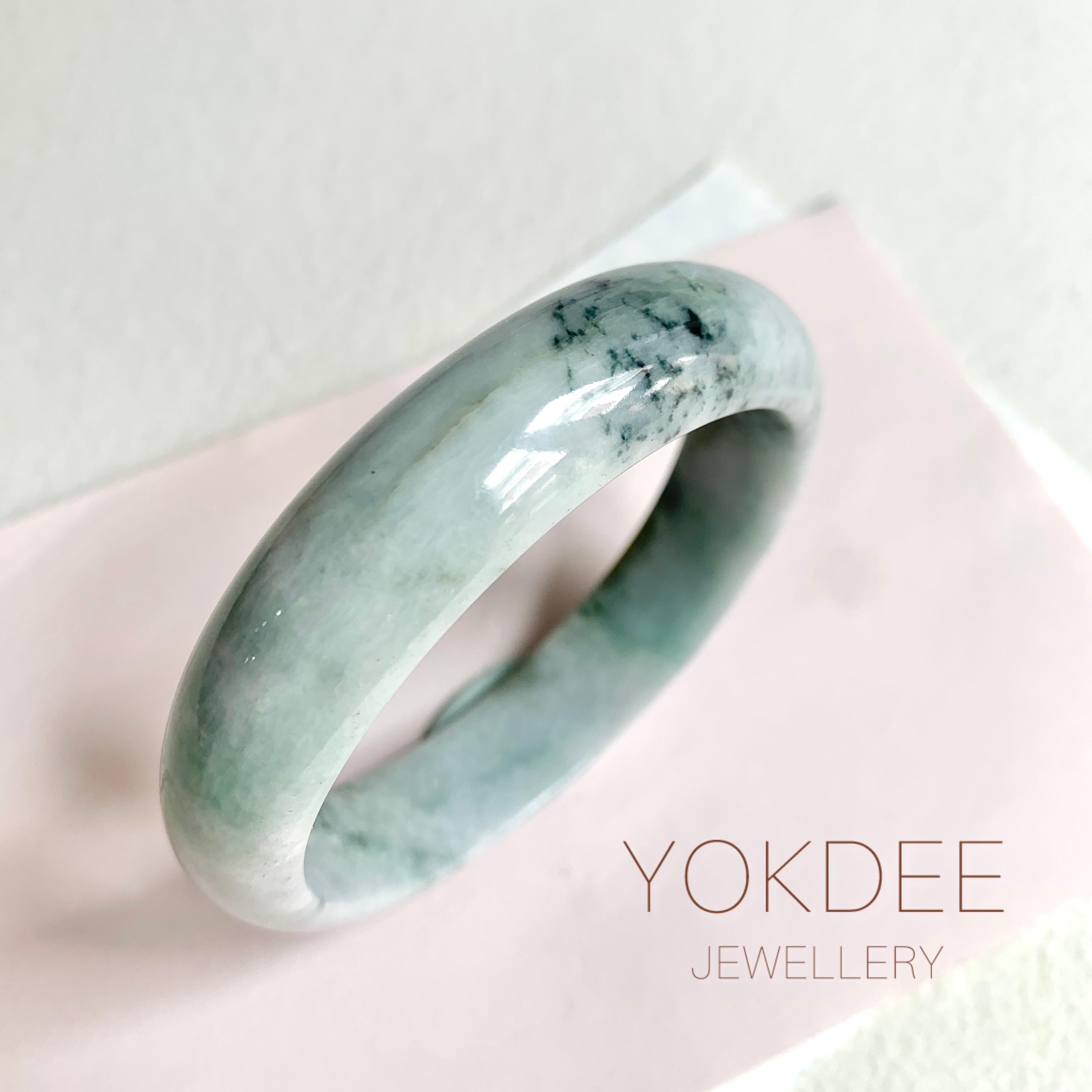 天然青緑翡翠バングルブレスレット（58.6 mm） - Etsy 日本