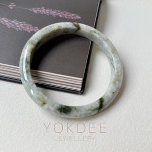 77.4mm A-Grade Natural Floral Jadeite Modern Round Big Bangle No.152059