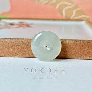 A-Grade Natural Faint Green Jadeite Donut Pendant No.171791, jade donut, simple jade pendant, icy jade, dainty jade pendant for her, gift
