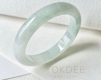 53mm A-Grade Natural Light Green Jadeite Modern Round Bangle No.152096, jewelry gift, jade bracelet, wedding jewellery, slim cut bangle