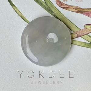 A-Grade Natural Light Lavender Green Jadeite Donut Pendant No.171316, Untreated Jadeite Jade, custom jade jewelry, Gifts for Her