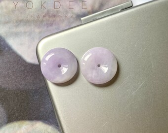 12.45cts A-Grade Natural Lavender Jadeite Donut Pair No.180573, custom jewellery, modern jade jewellery, gift for her, jade donut pair, jade