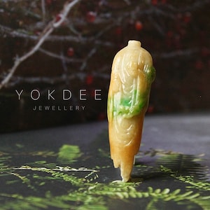 A-Grade Natural Green, Yellow Jadeite Ancient Ruins Pendant/Display No.172136, Handcrafted Jade, Authentic Jadeite, Unique Collector&#39;s Jade