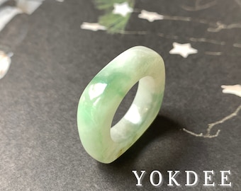 Anillo cuadrado de jadeíta floral natural de grado A de 16,3 mm, n.° 161510, anillo cuadrado de jade, regalo para él, anillo de hololita, anillo de jade